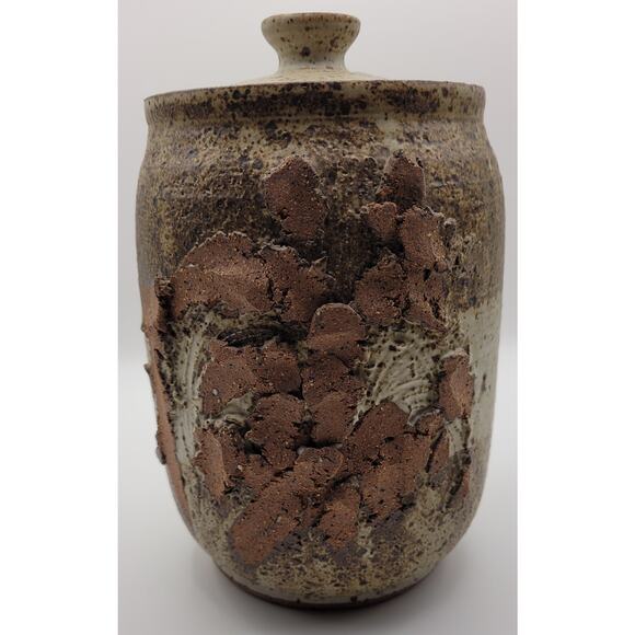 Unmarked Hand Thrown Art Pottery Brown Speckled Terracotta Canister - Picture 1 of 10